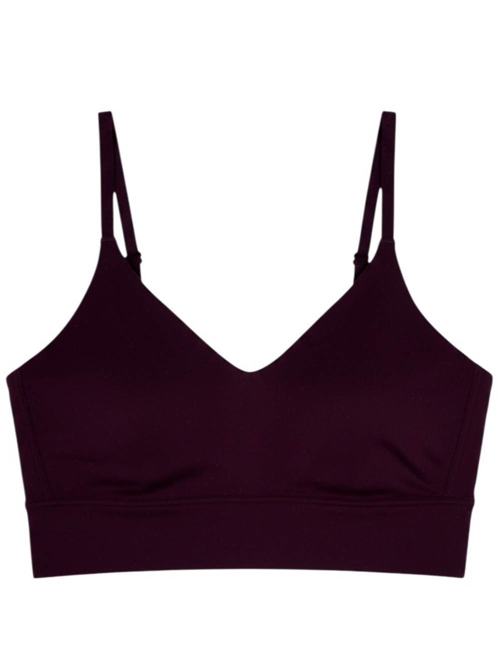 Athleta Plum V-Neck Crossback Strappy Crop Bra Top Built-In Pad Yoga Gym L